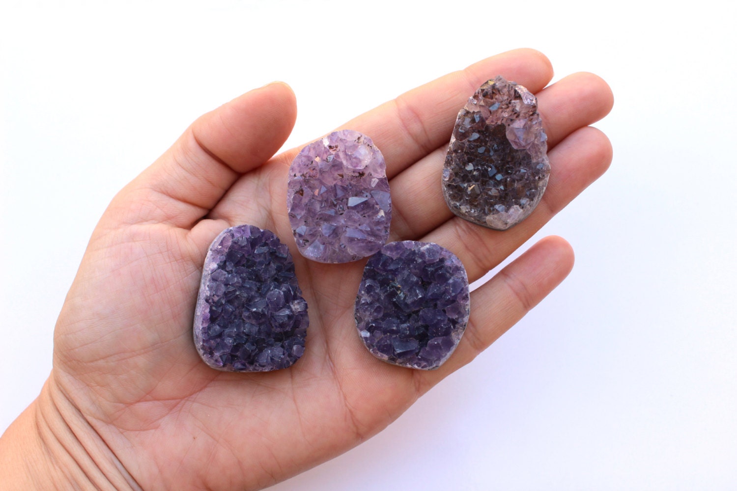 4 LARGE Amethyst druzy cabochons - WHOLESALE GEMSTONES