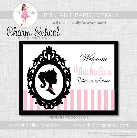 Charm School Printable Party Welcome Sign : Printable Party Designs by The Tiny Tiara Il_570xn