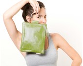 Green leather purse, leather bag, Bridesmaid clutch - maykobags