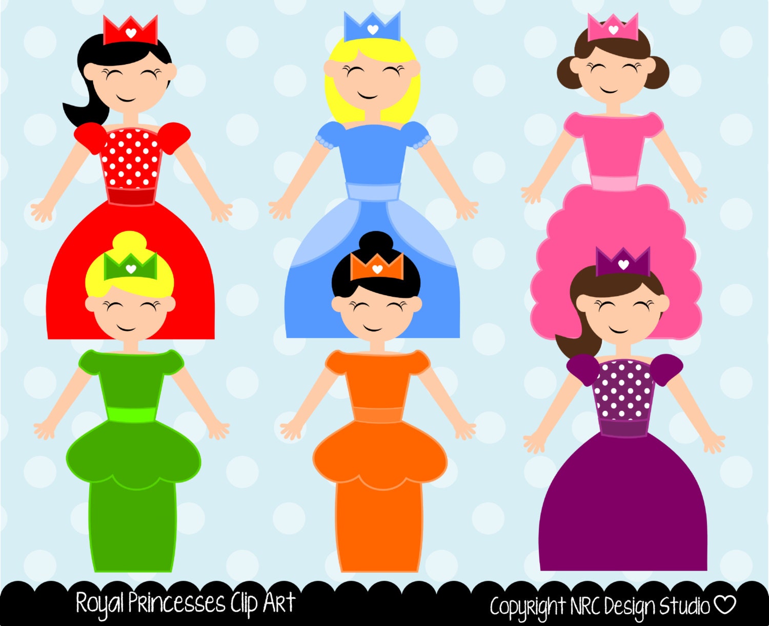 Princess Clip Art - Royal Princesses Clip Art - Digital Princess Clipart Il_570xn