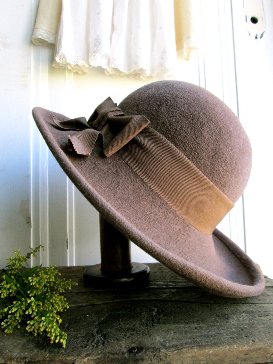 Vintage Brown Wool Fedora Hat - Felt - Accessories Fall Wardrobe Boho Bohemian women's - LemonRoseStudio