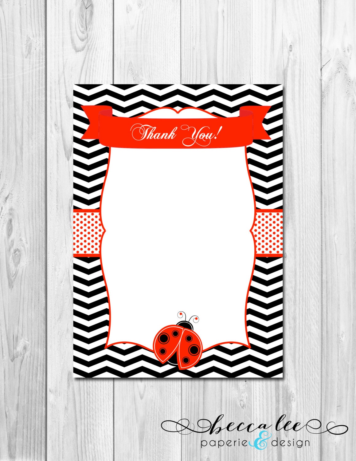INSTANT DOWNLOAD - Thank You Note - Little Lady Ladybug Theme - DIY - Printable Il_570xn