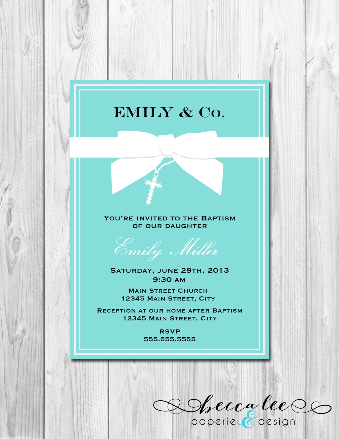 Tiffany & Co Inspired Baptism Invitation - DIY - Printable Il_570xn