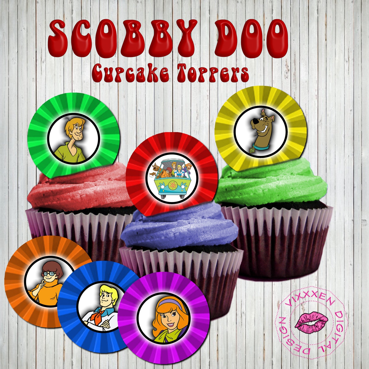 Items similar to SCOOBY DOO Cupcake Toppers other party supplies ...