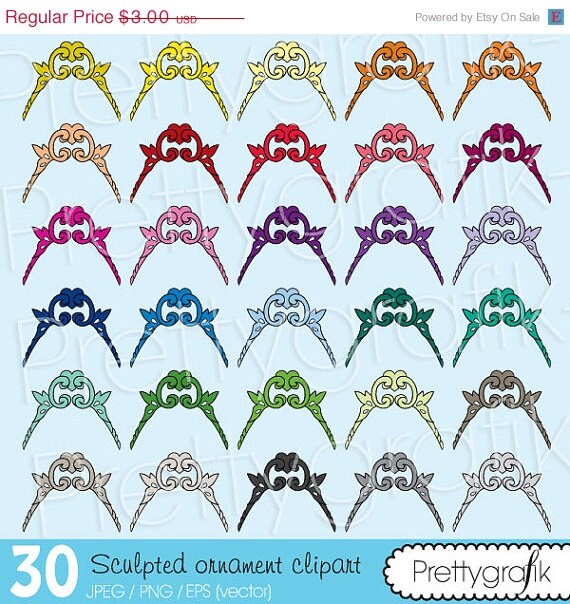 70% OFF SALE 30 sculpted ornament clipart commercial use, vector graphics, digital clip art, digital images - CL482 Il_570xn