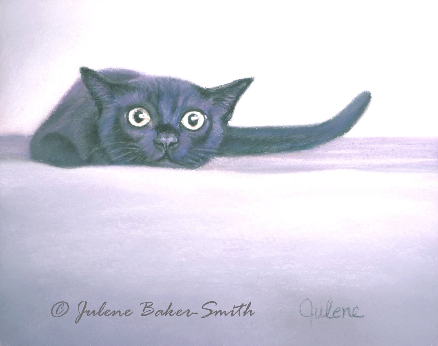 The Stalker Black Kitty Cat Art Print - ArtByJulene