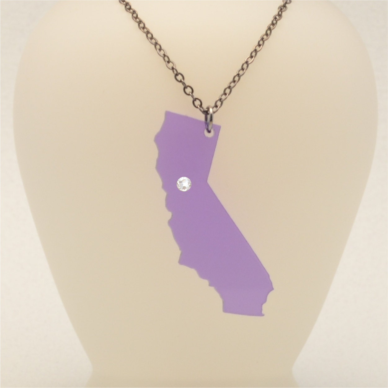California Birthstone State Necklace - Wood or Acrylic Laser Cut 