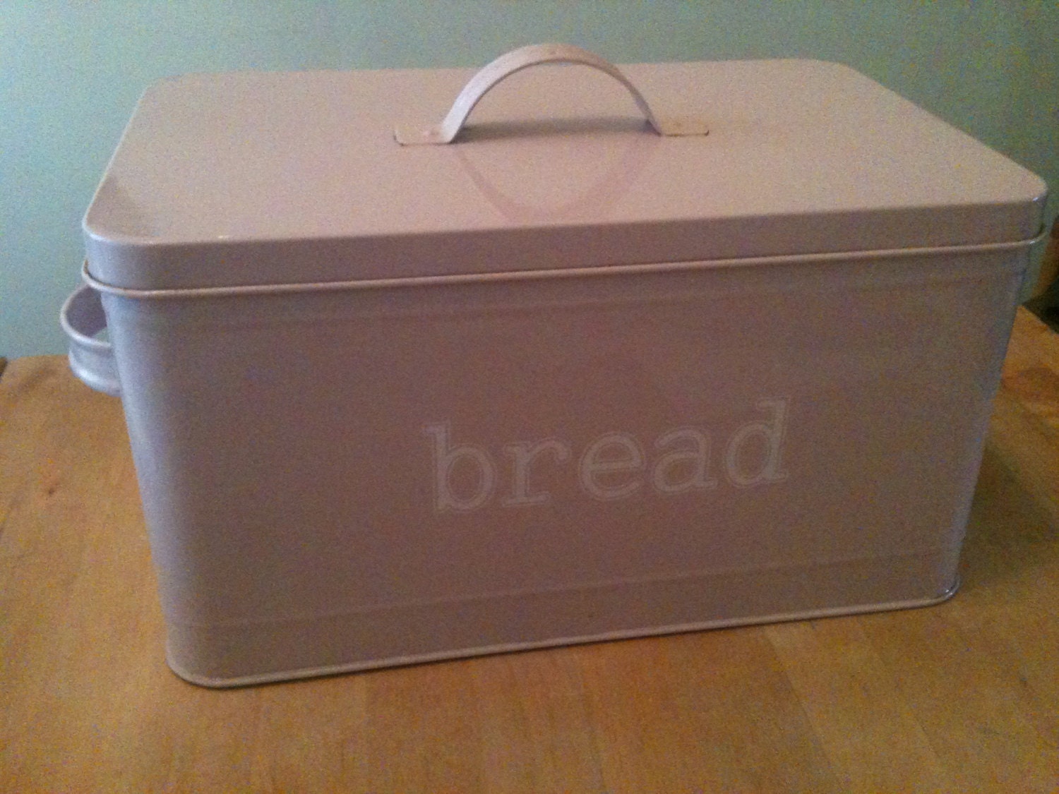 Retro Pink Painted Metal Bread Bin with Handles by MoreIsMelody