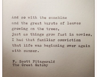 The Great Gatsby Quote Typed on Typewriter
