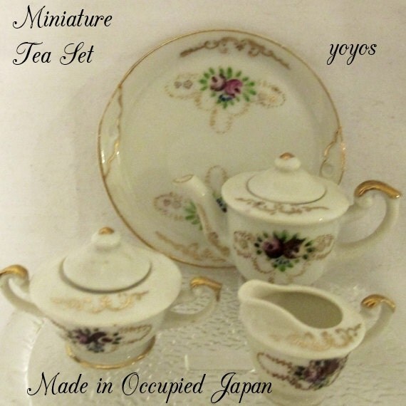 MINIATURE TEA SET Made in Occupied Japan Vintage by yoyosvintage