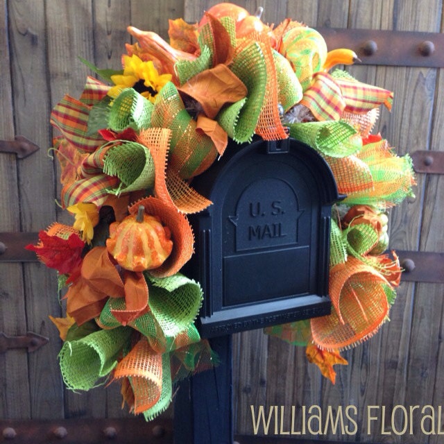 Fall Mesh Mailbox Swag m1 by WilliamsFloral on Etsy