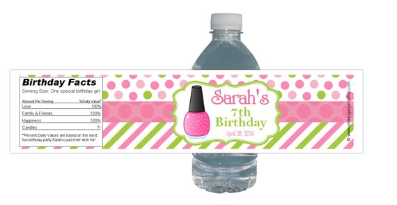 Spa Makeover Party 15ct Waterproof Bottle Labels Customized Birthday Party Il_570xn