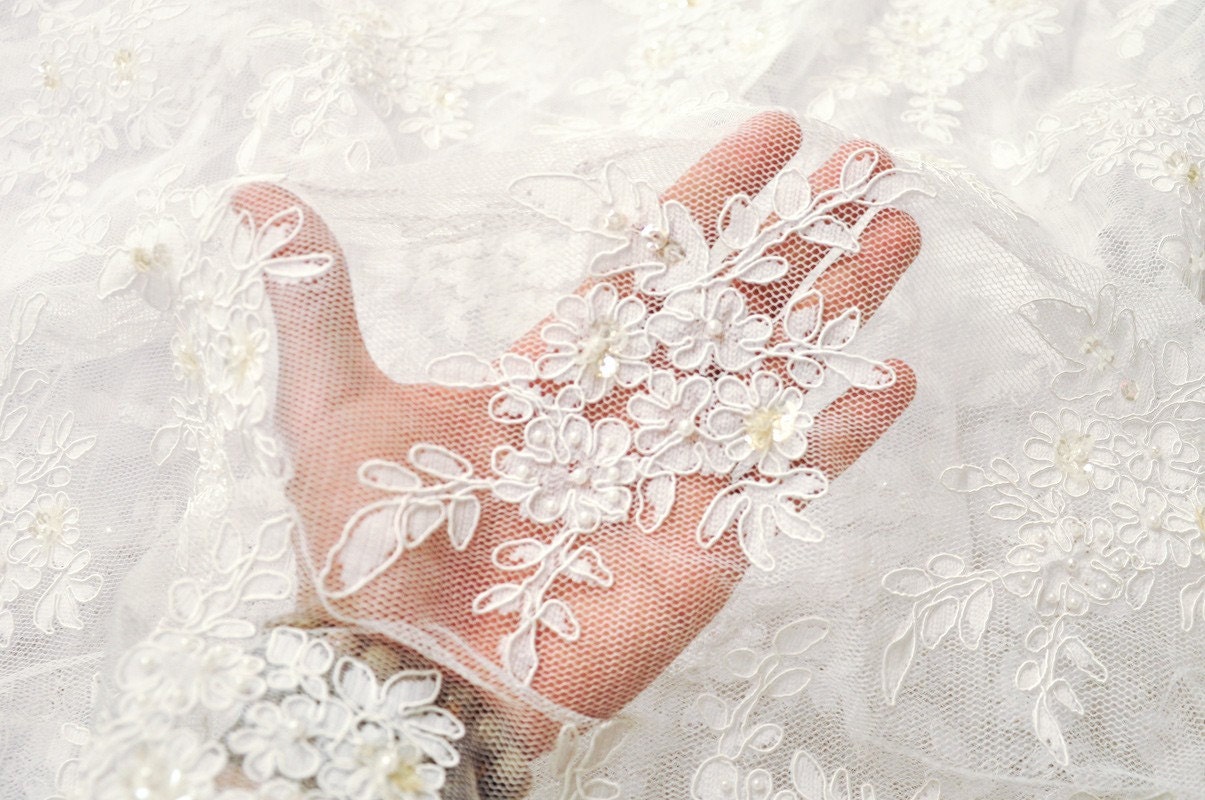 White Bridal Lace Fabric Ivory wedding lace fabric White Bridal Lace Fabric Ivory wedding lace fabric