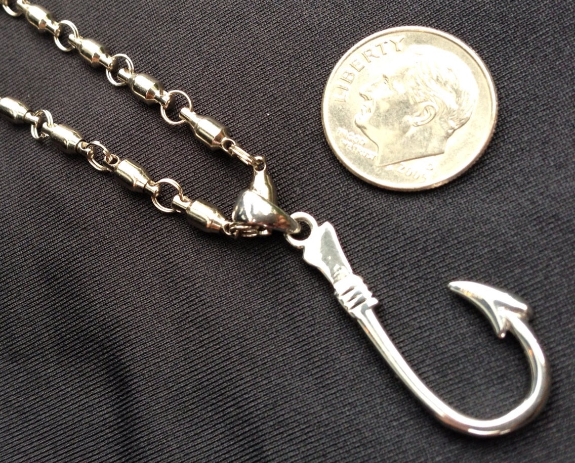 Fishing Necklace Barrel Swivel Hook Stainless by ZsquareDesigns
