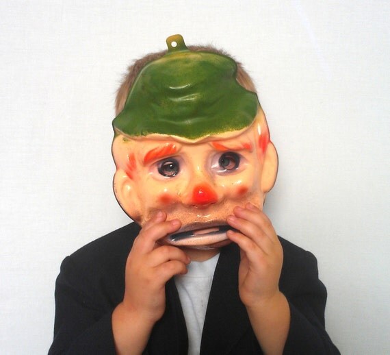 Vintage Halloween Mask, Full Face Youth Mask, Bum Hobo Mask, Kids Halloween Costume, Sales Clearance