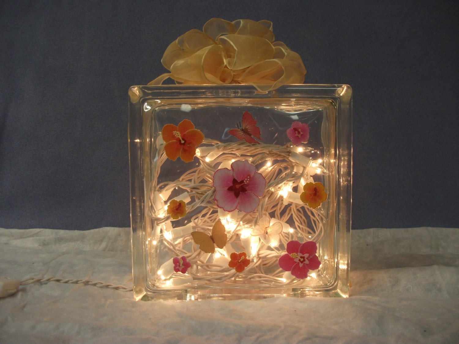 Items similar to Decorative Handmade Lighted Glass Block Perfect for
