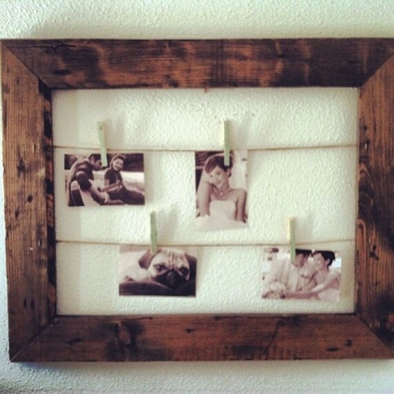 Rustic Clothesline Picture Frame, Twine, Clothespin Frame