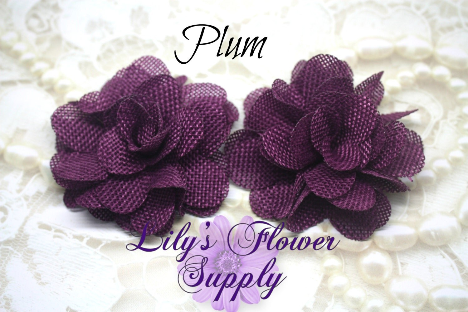 Burlap Flowers - Plum - Burlap Flower - 3 Inches - Fabric Flower - Burlap Rose - Rolled flowers - Wholesale - supply - Wedding