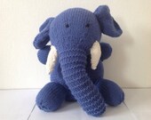 Hand knitted toy soft toy plush toy stuffed toy cuddly toy knitted animal for baby or child- Elephant knitted Elephant - Georgebearcompany