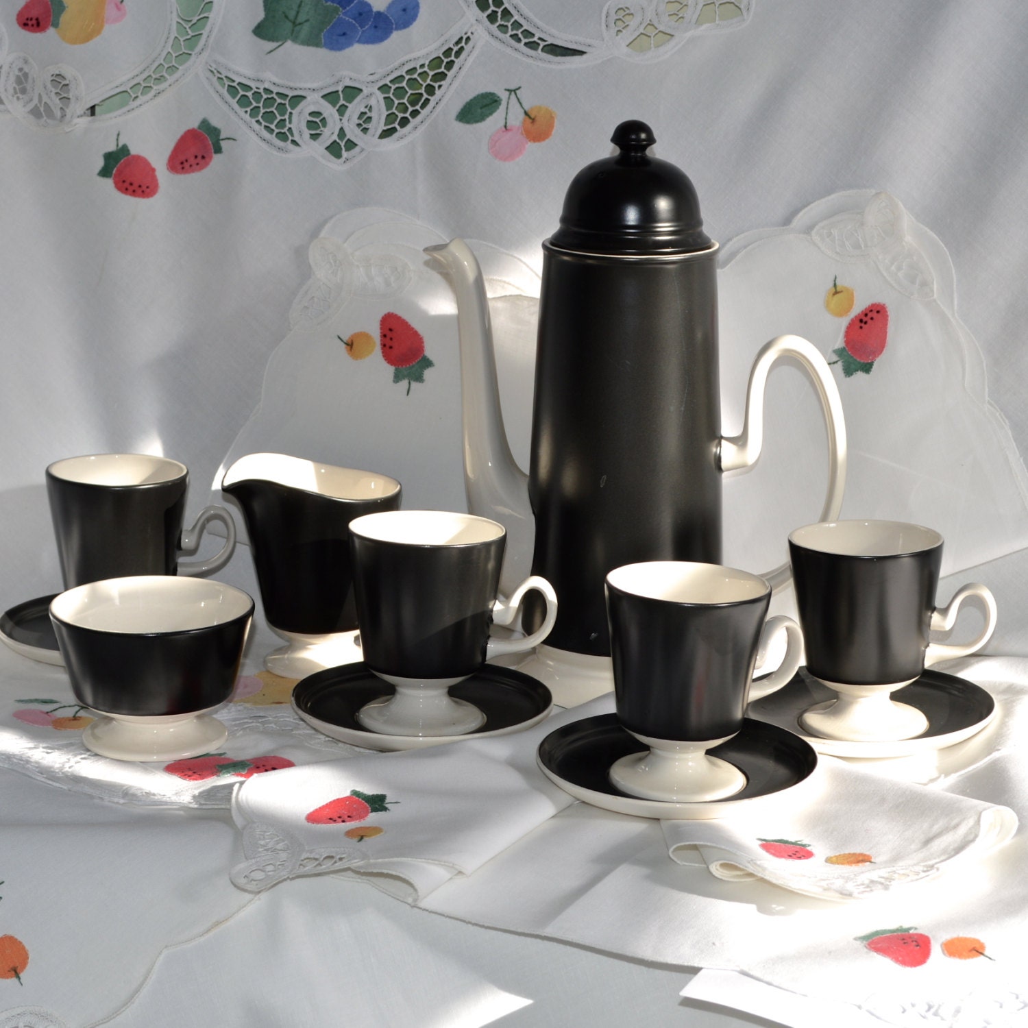 Carlton Ware Retro Black and White Coffee Set Oslo by Wicksteads