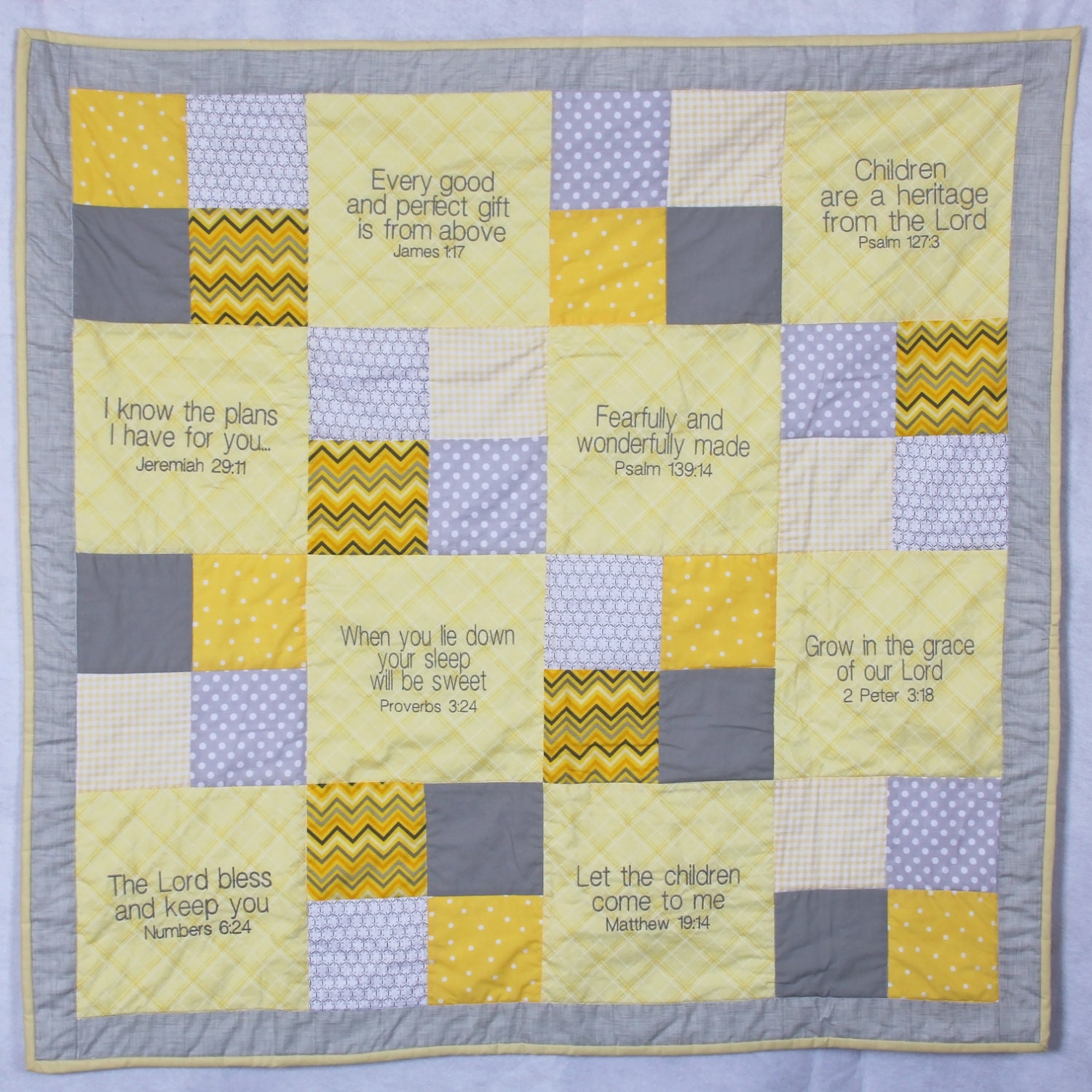 Baby Quilt with Bible Verses by ComfortQuiltsForLife on Etsy