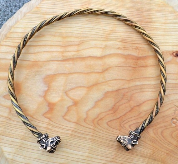 BULL Head Bronze CELTIC TORC Torques Jewellery by WulflundJewelry