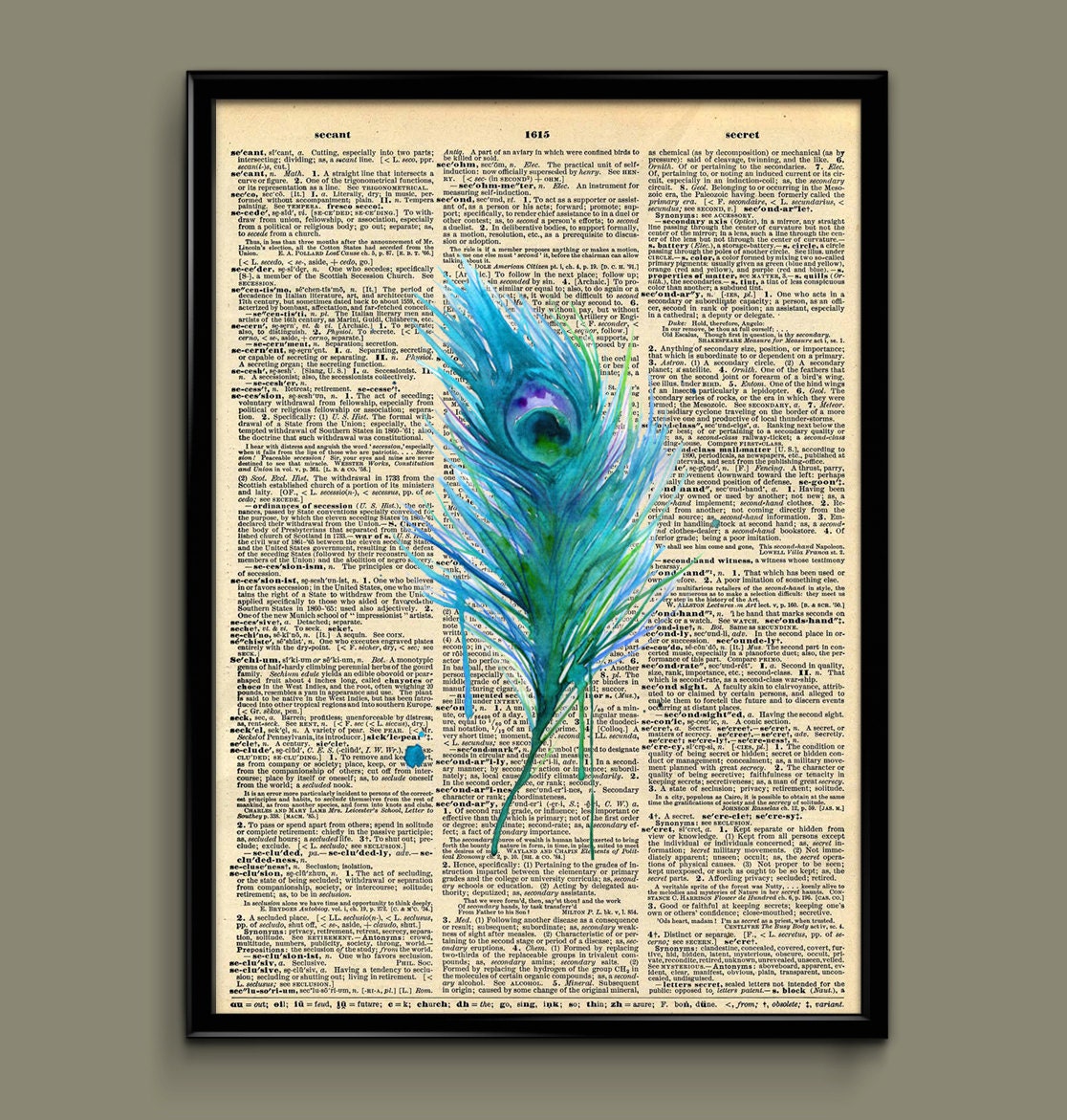 Feather Upcycled Dictionary Art Vintage Book Print Recycled Vintage Dictionary Page Buy 2 Get 1 FREE - ColorInk