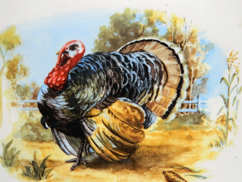 Vintage Homer Laughlin Rhythm Thanksgiving Turkey Platter, Excellent, L50N4, Turkey Dinner, Traditional Turkey Platter