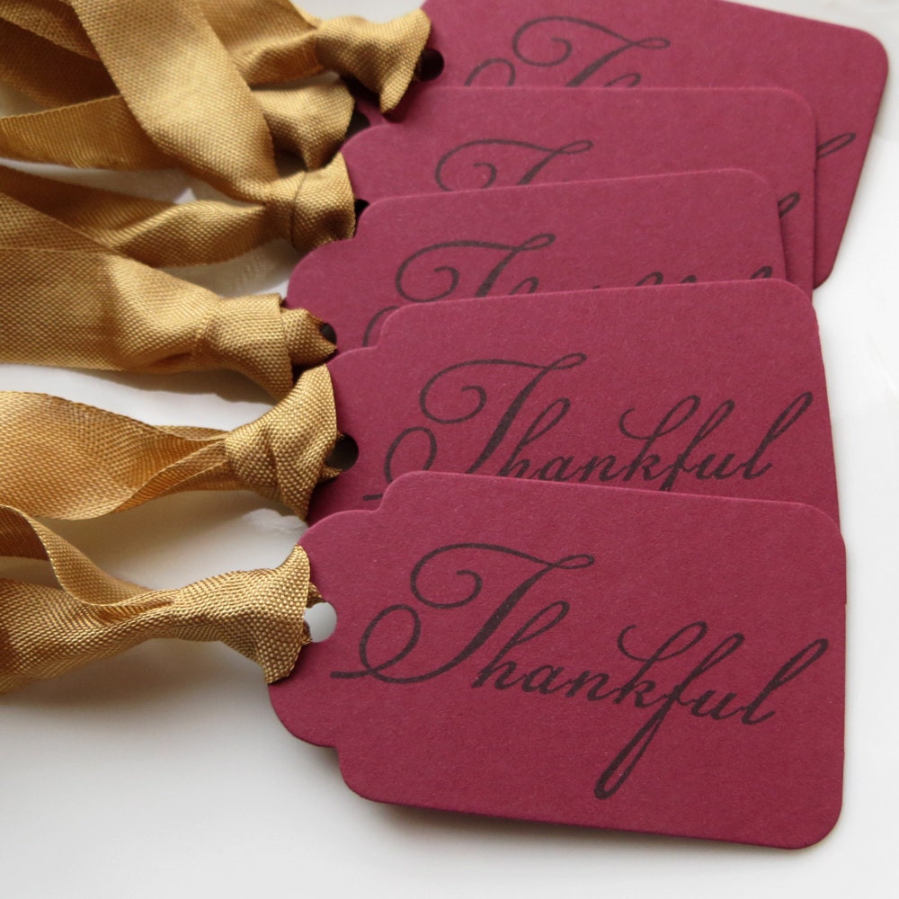 Thankful Tags - Set of 6 - Custom Colors Available - Thanksgiving Decor Party Tags Fall Favor Tags Thankful Favor Tags Il_570xn