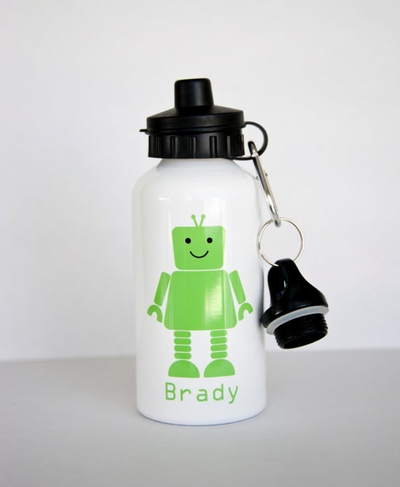 Robot Personalized Water Bottle-Aluminum Il_570xn