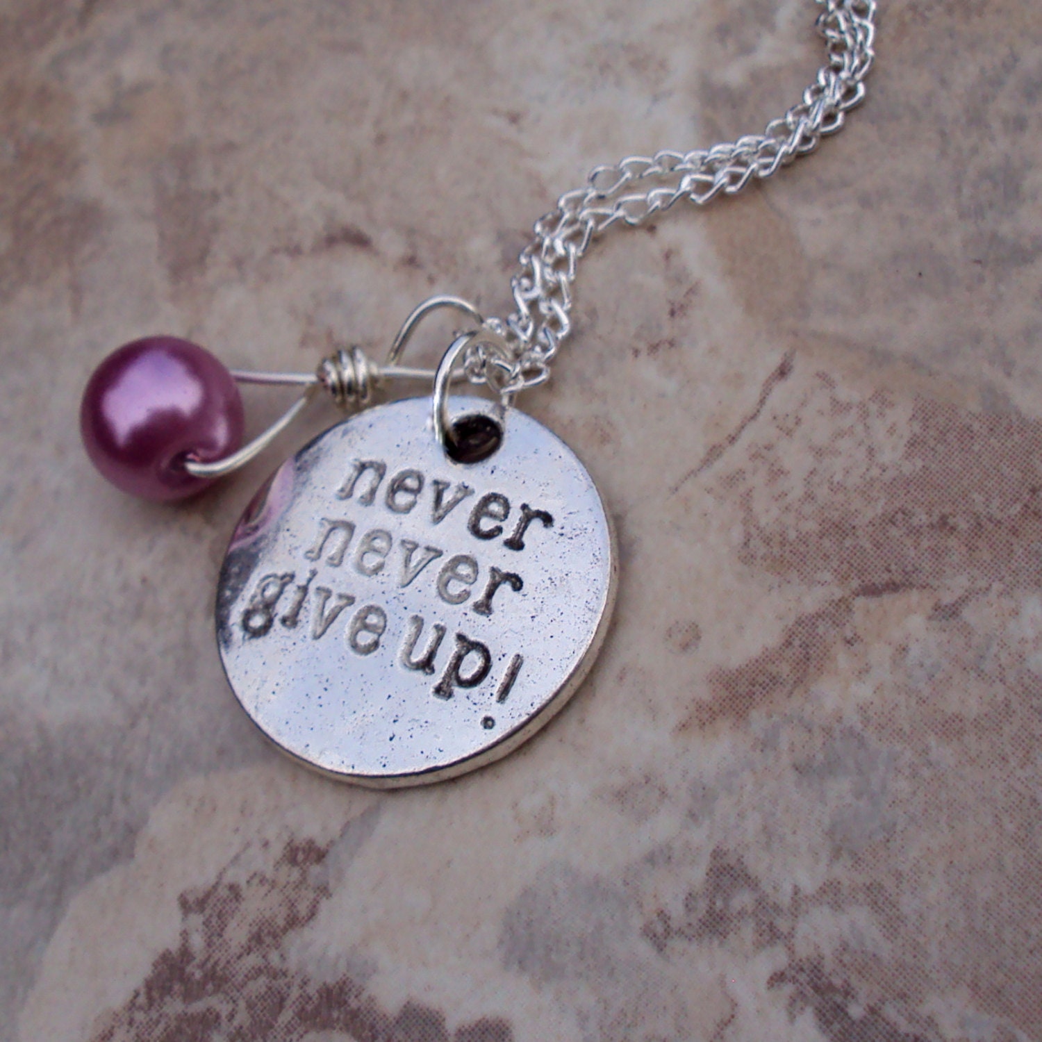 Inspirational Necklace Never Never Give Up by SleekStyles