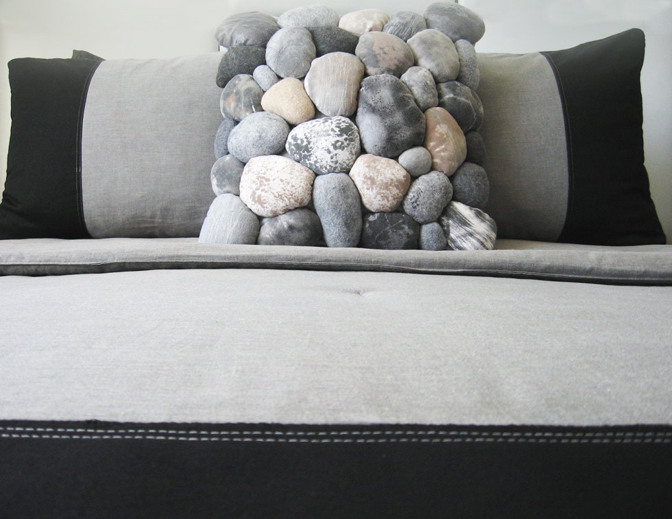 River rock pillow cover