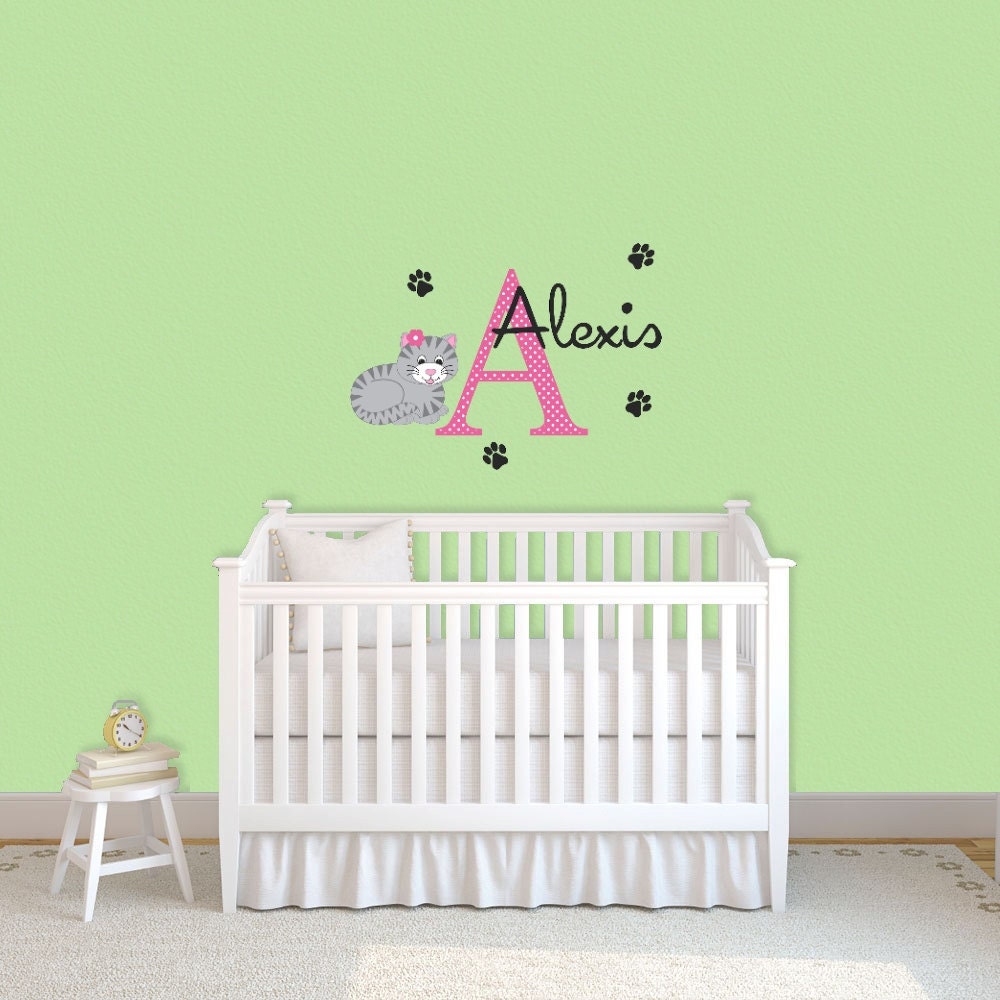 Cat Children Wall Decal Kitten Nursery Decor by onehipstickerchic