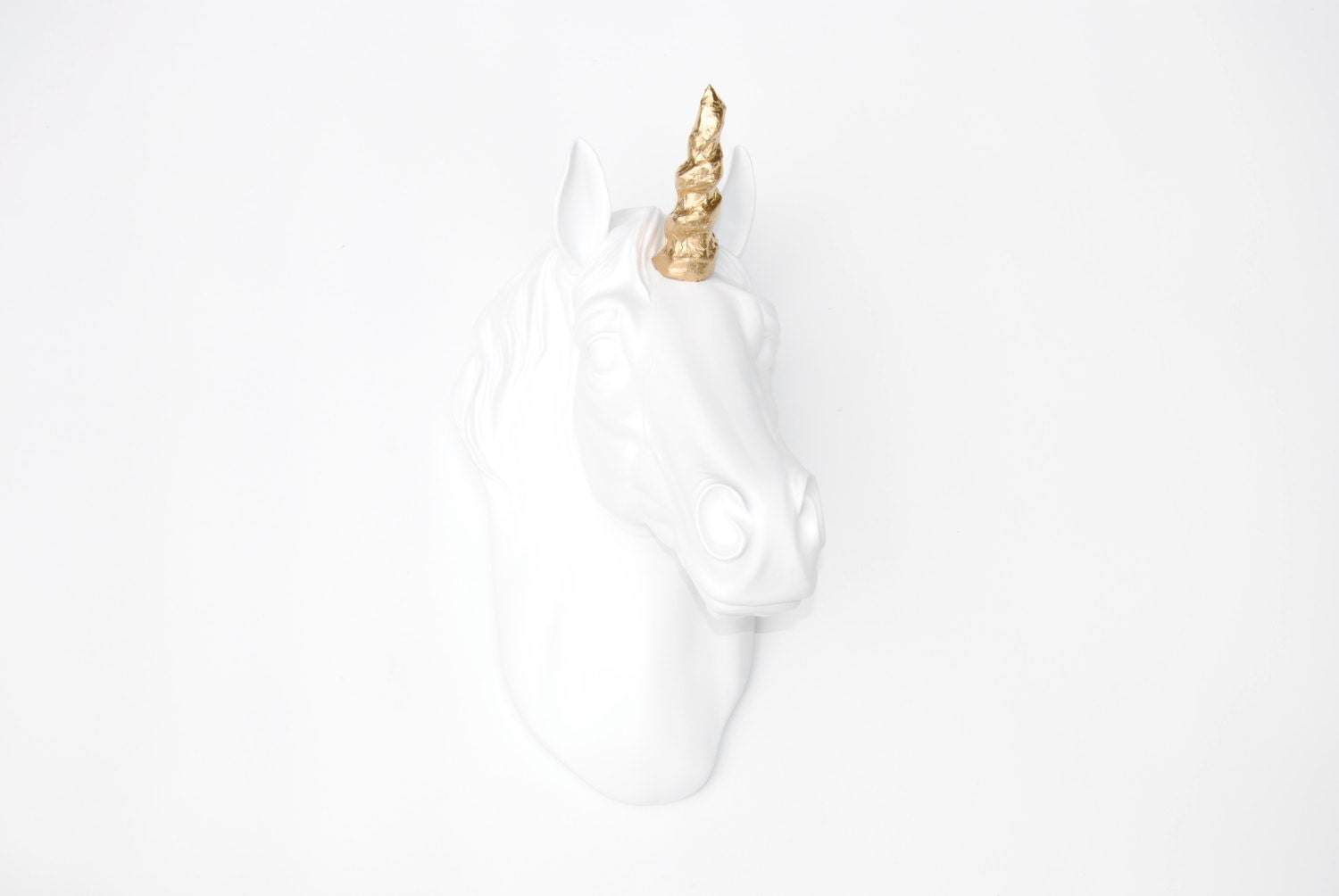 ... - White and Gold Unicorn Wall Mount - Faux Unicorn Decor U0135