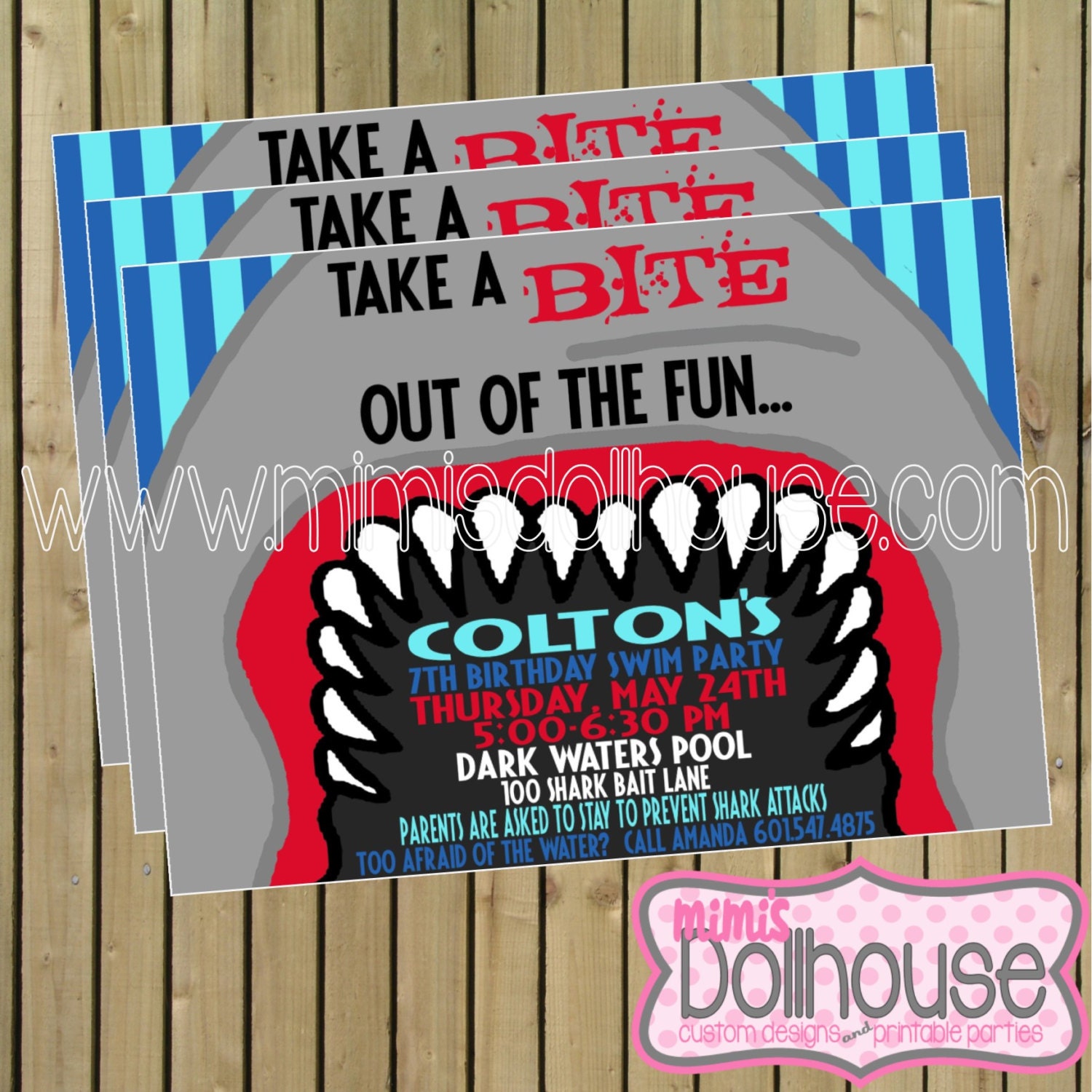 Shark Party Invitation- Printable Shark Party Birthday Invitation PDF/JPEG Il_570xn