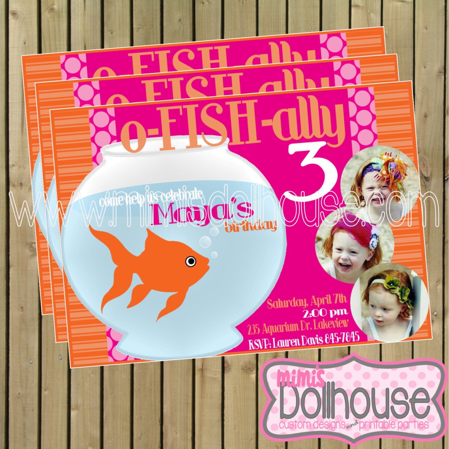 Goldfish Party Invitation-Fish Birthday Invitation PDF/JPEG Il_570xn