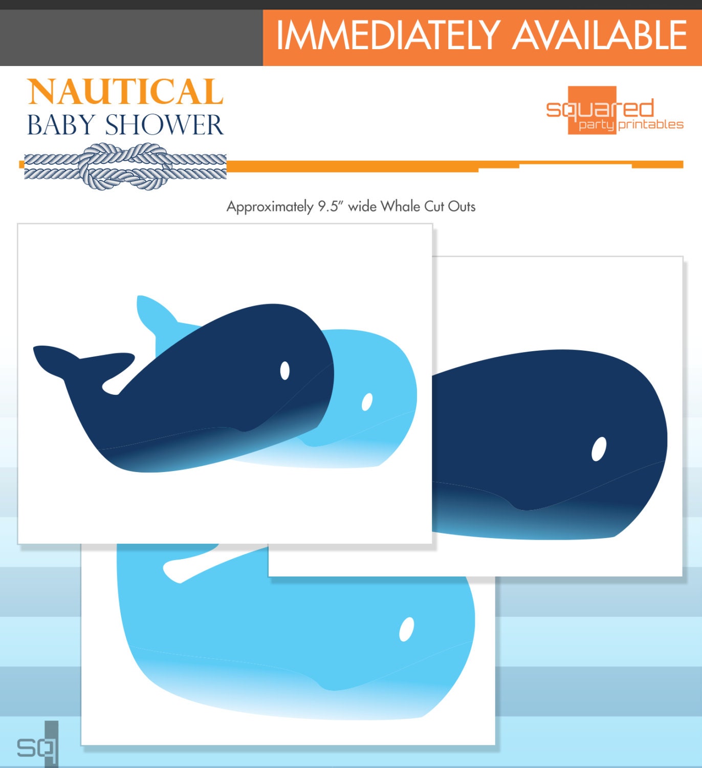 Nautical Baby Shower - Baby Whale Cut Outs - DIY Print - Do-It-Yourself - Instant Download Il_570xn