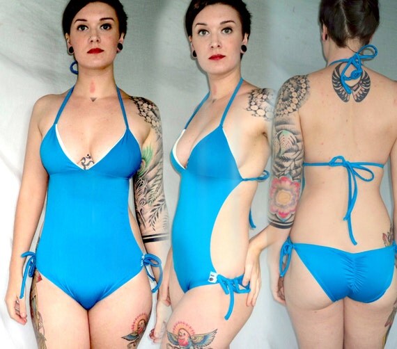 Custom Reversible One Piece Monokini Swimsuit by OrigamiCustoms