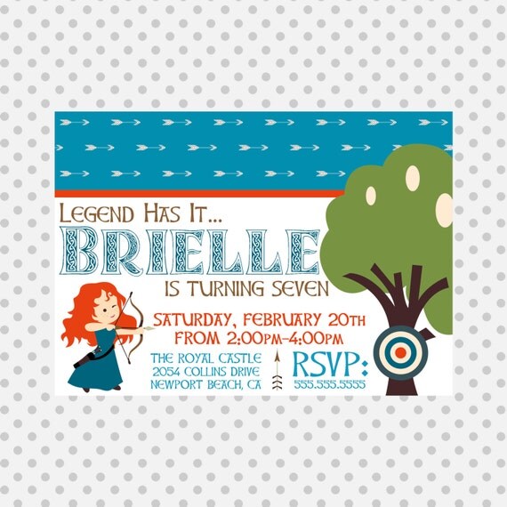 Brave Inspired Invitation - Brave Party - Princess Merida - Brave party supplies Il_570xn
