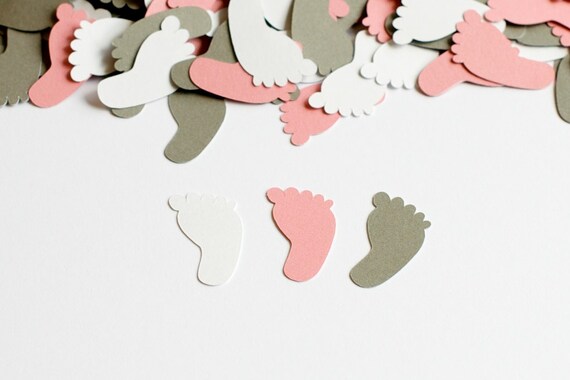 Baby Shower Decoration Confetti Footprint Pink Gray Il_570xn