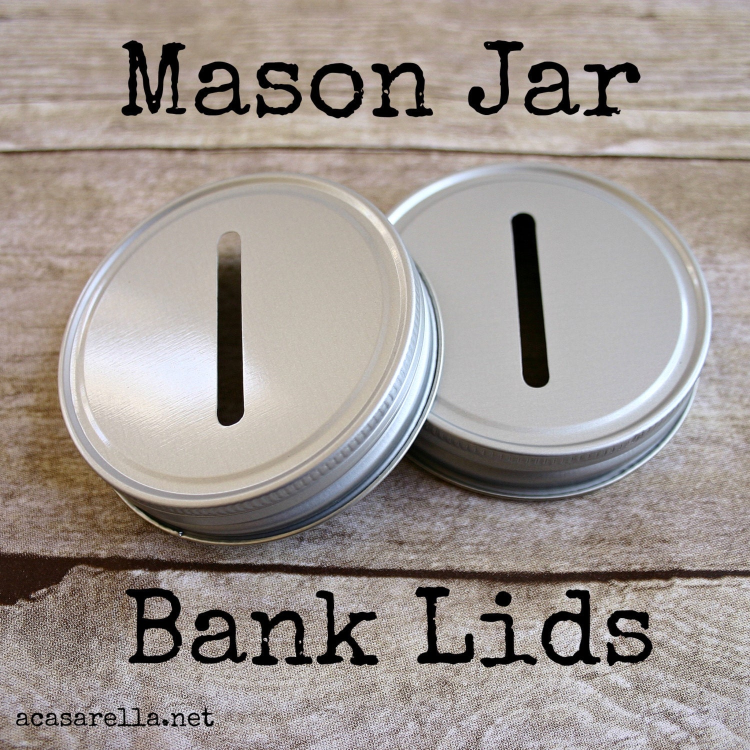 Mason Jar Bank Lids w/ Coin Slot by acasarella on Etsy