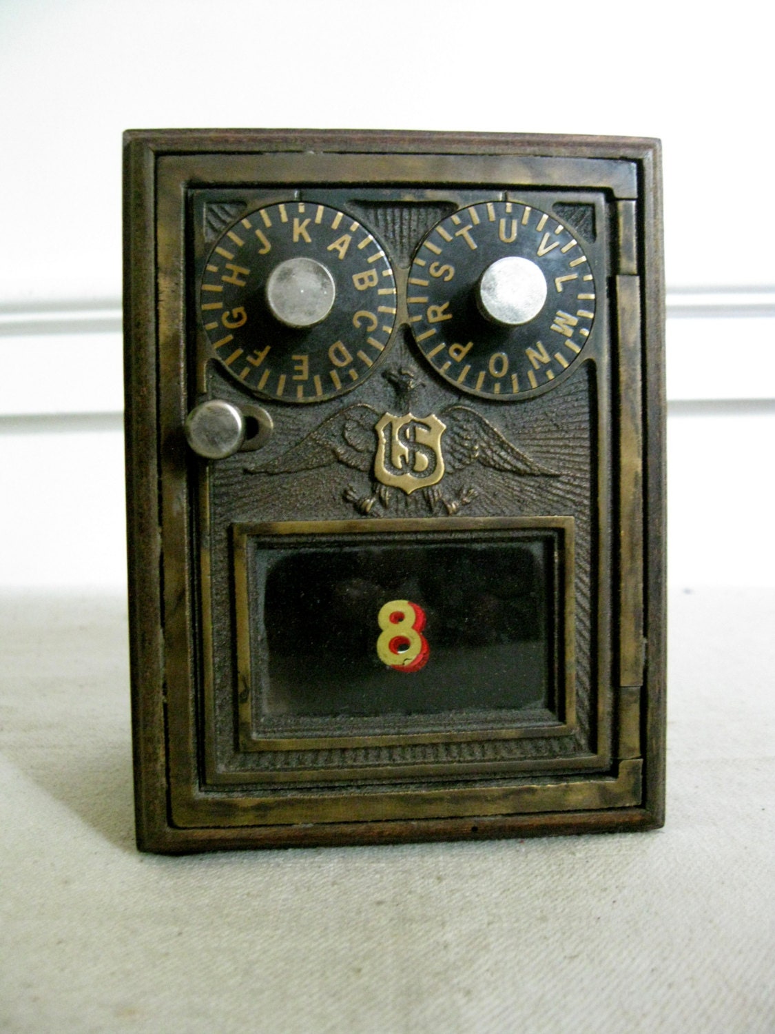 Antique Post Office Box Bank from 1902 Brass by RiverHouseDesigns