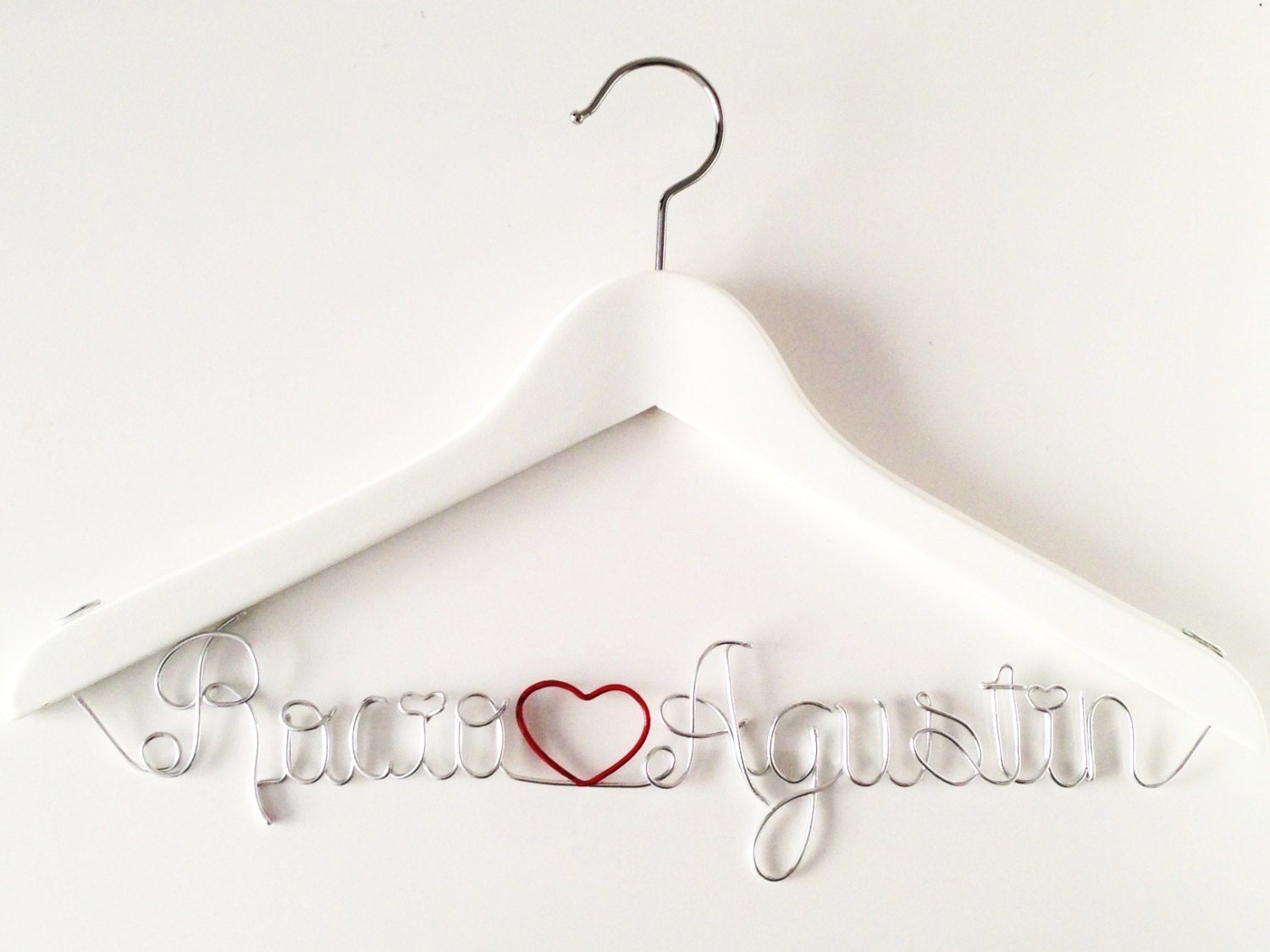 Hanger with Red Hearts, Personalized Custom Bridal, Brides Hanger, Bride, Name Hanger, Wedding Hanger, Personalized Bridal Gift - Nurystuff
