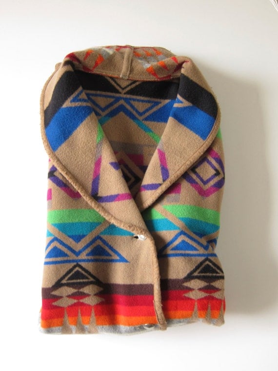 Long Pendleton Navajo Blanket Wool Coat By Modernsquirrel On Etsy