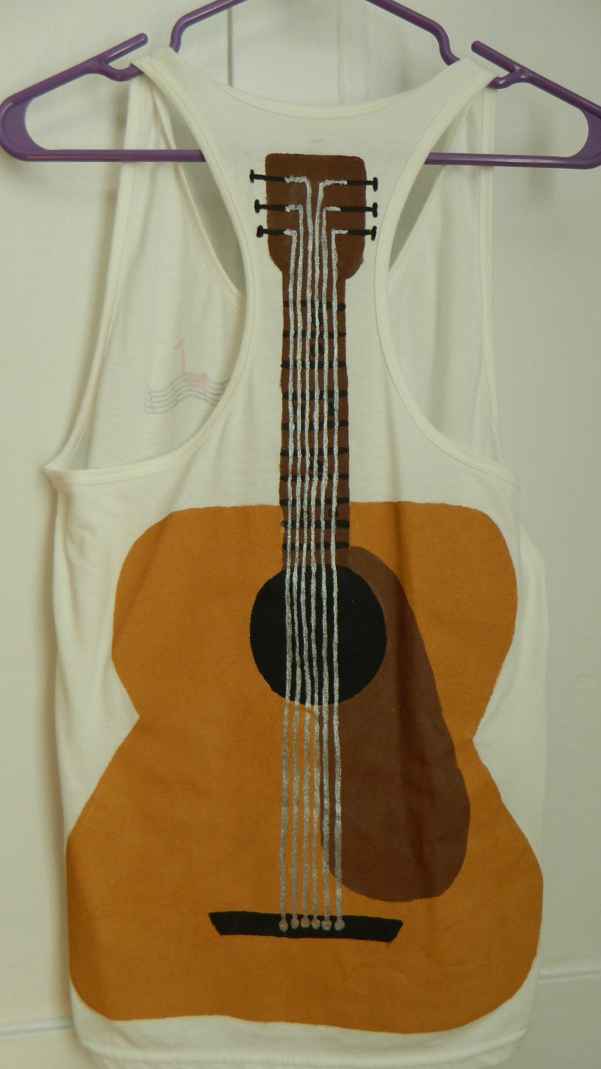 Acoustic guitar tank hand-painted tank top - TwoStylishSisters