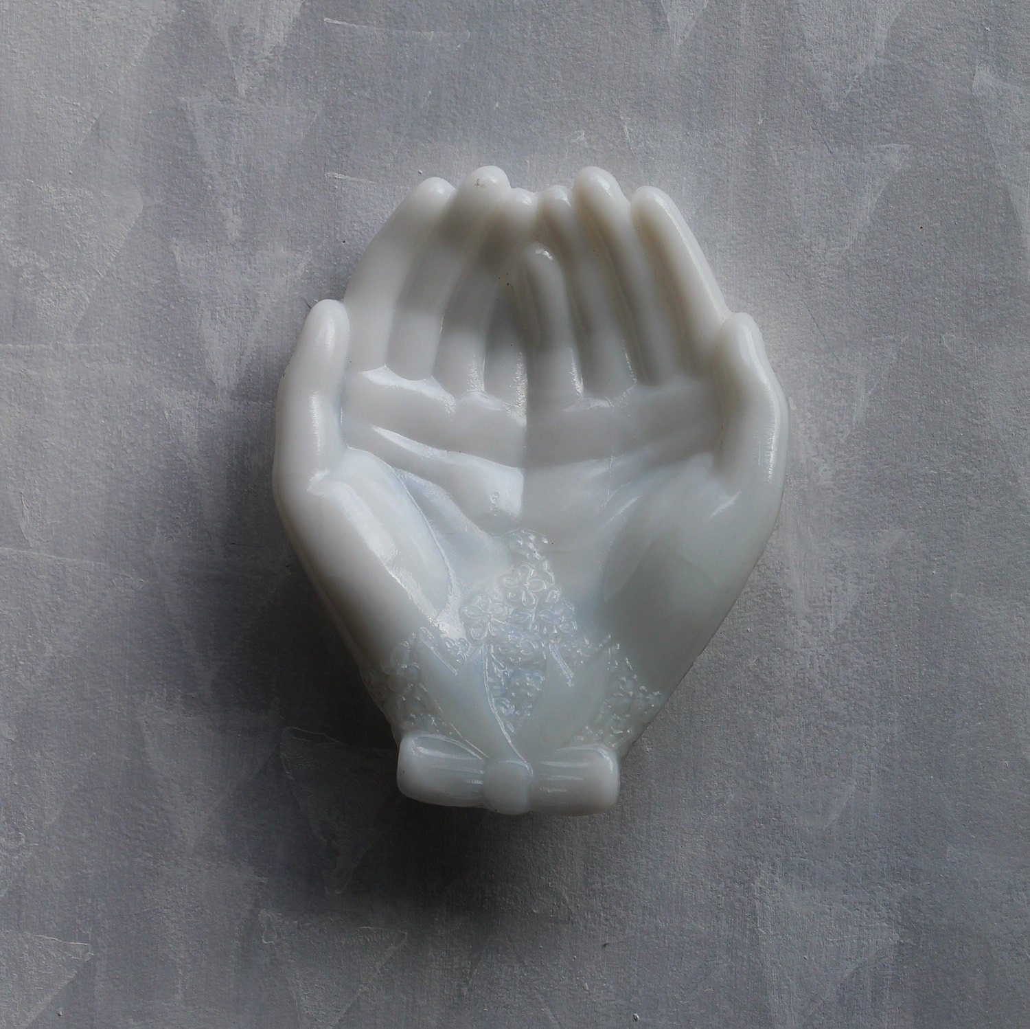 1960's Avon white milk glass hands dish for by ReverseChronology