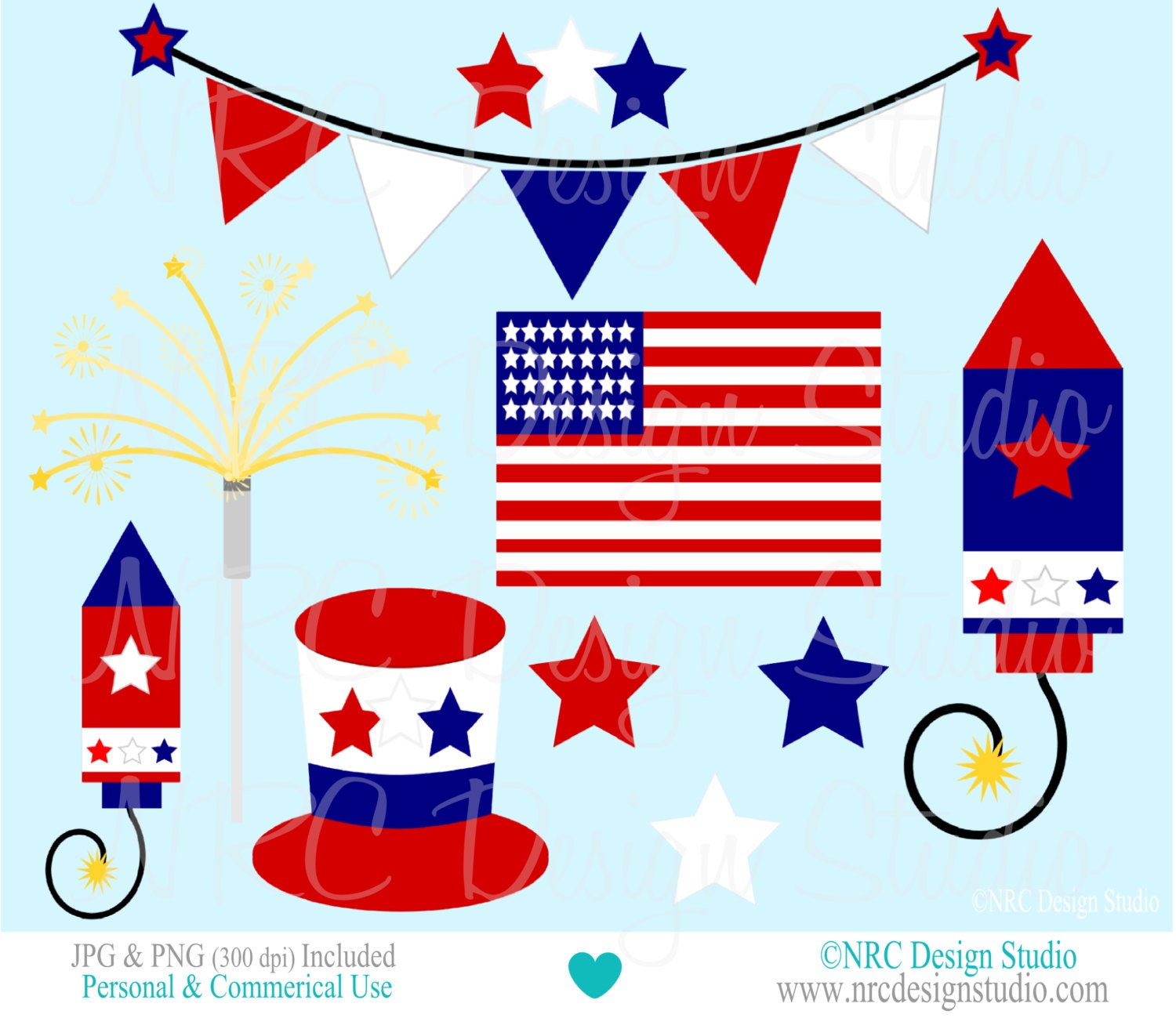 WINTER SALE - Holiday Clip Art - 4th of July Clip Art - 4thof July Clipart Il_570xn
