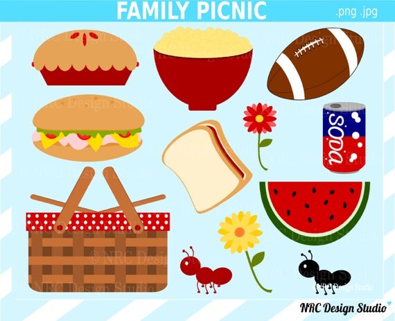 Food Clip Art - Family Picnic Clip Art - Digital Picnic Clipart Il_570xn