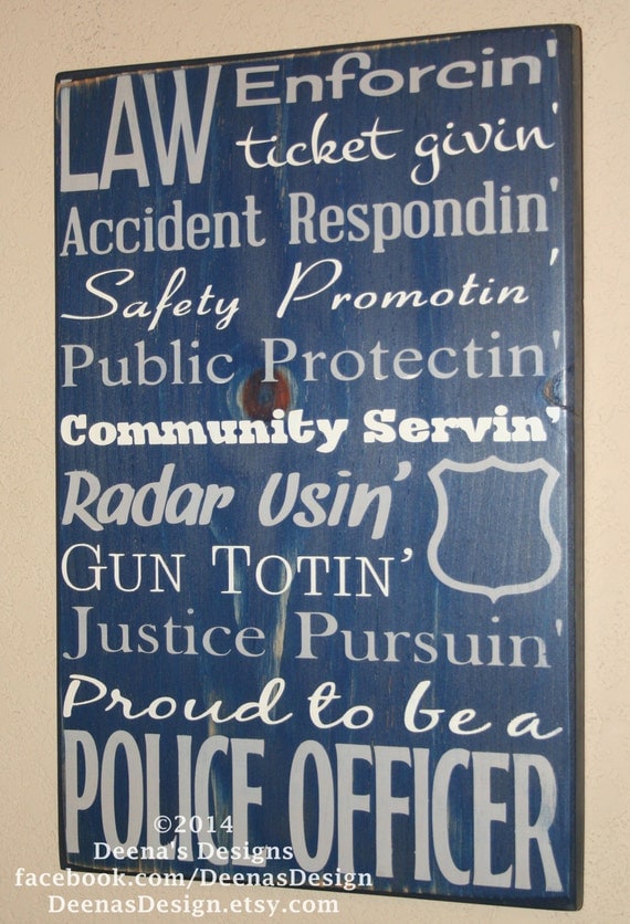 Police Officer Gift Police Decor Distressed Wall by DeenasDesign