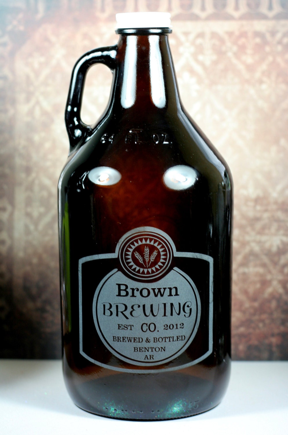 Personalized Home Brew Growler with Classy by GlassBlastedHomeBrew
